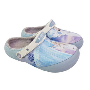 Crocs Fun Lab Kids Size J3 Mineral Blue Frozen II Disney Lined Clog Shoes